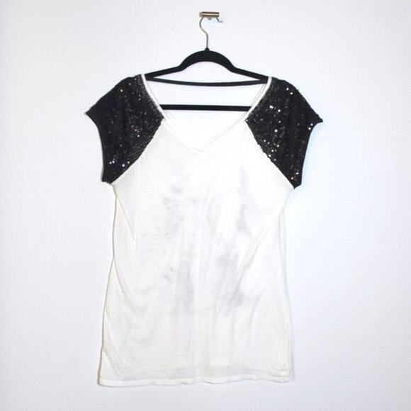 Black Sequin Sparkle T-shirt Blouse Size Medium - Picture 4 of 4